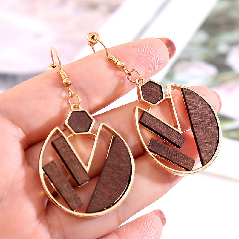 1 Pair Fashion Geometric Wood Handmade Women's Drop Earrings display picture 38