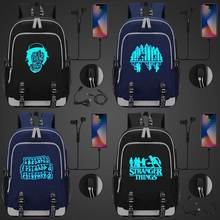 外贸热销美剧蓝夜光怪奇物语青少年学生书包USB男女休闲双肩背包