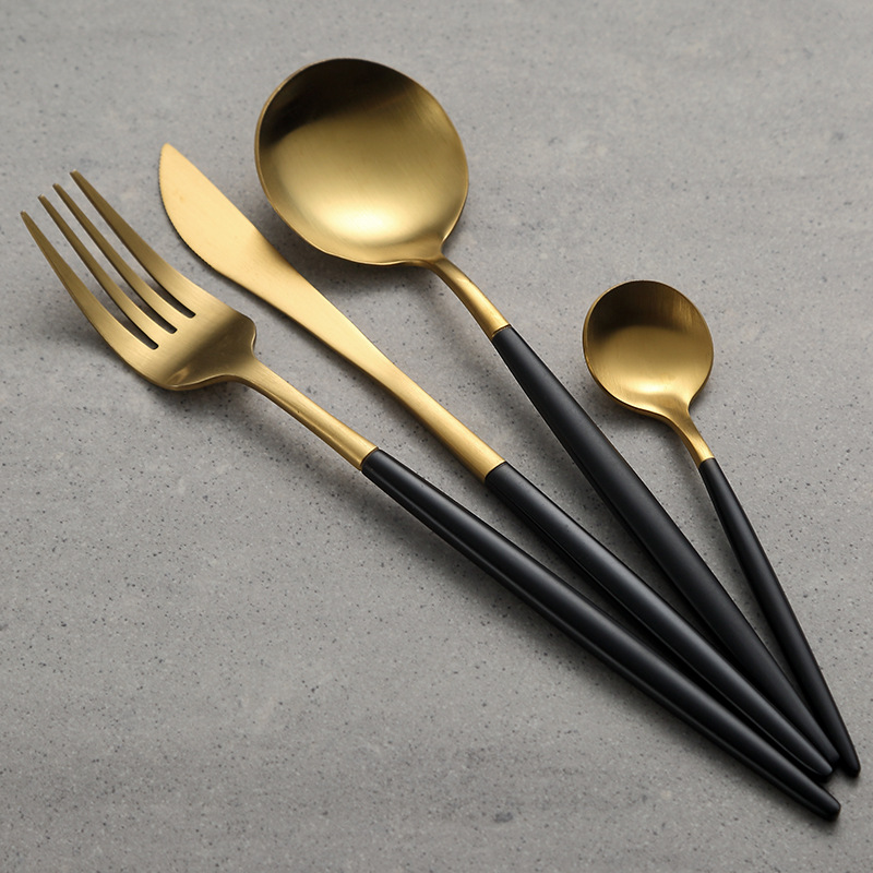 304不鏽鋼餐具 刀叉勺西餐四件套咖啡勺筷子禮品套裝葡萄牙餐具
