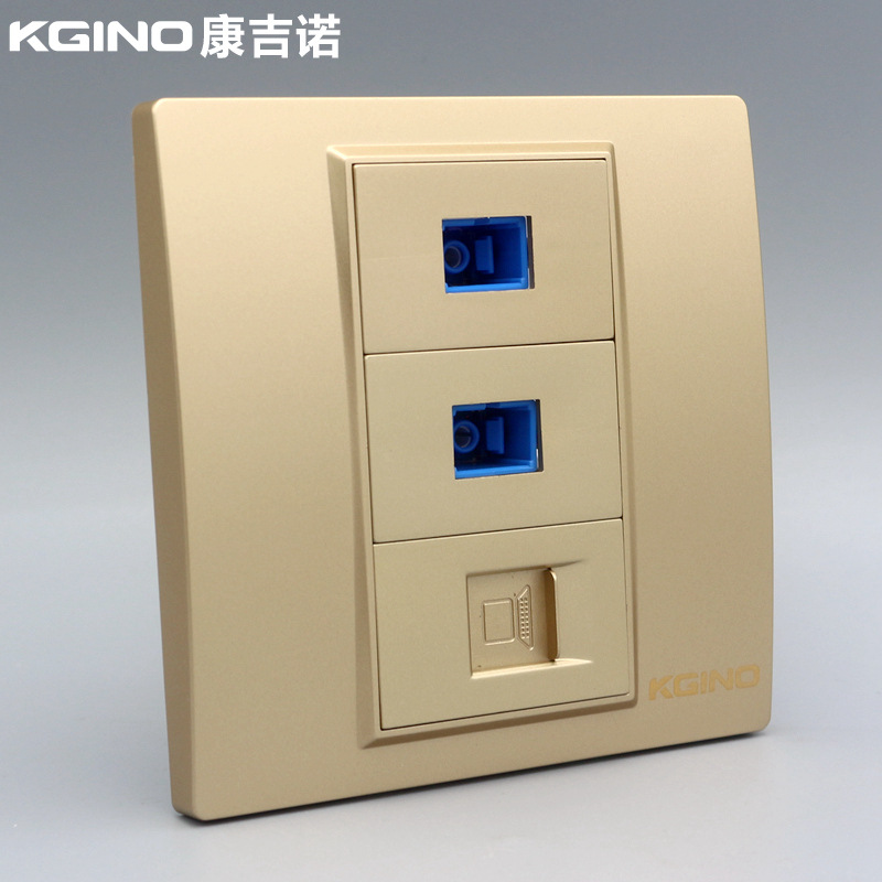 网络双光纤插座金色86型电脑宽带信息面板网线模块面板香槟色插座