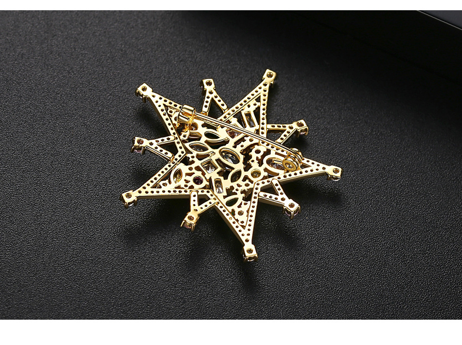 Jinse Star Brosche Koreanische Version Des Temperaments Neue Kupfer-zirkonium Brosche Fünfzackige Stern Nadel Herbst-und Winter Bekleidungs Zubehör Frauen display picture 5