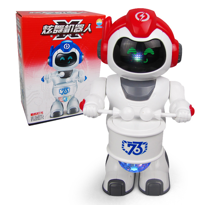 Espacio educativo de los niños baile robot eléctrico feliz pequeño tambor columpio mano luz música puesto Venta caliente Juguetes