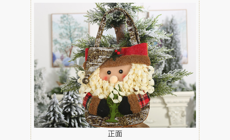 New Christmas Decoration Supplies 19 Imitation Bark Gift Bag Creative Three-dimensional Elderly Snowman Deer Gift Bag display picture 8