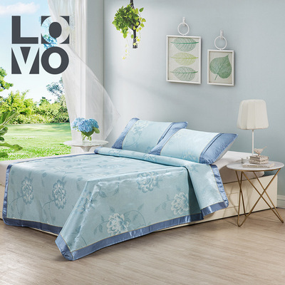 罗莱生活科技股份有限公司出品lovo家纺可折叠夏季冰丝凉席三件套|ru