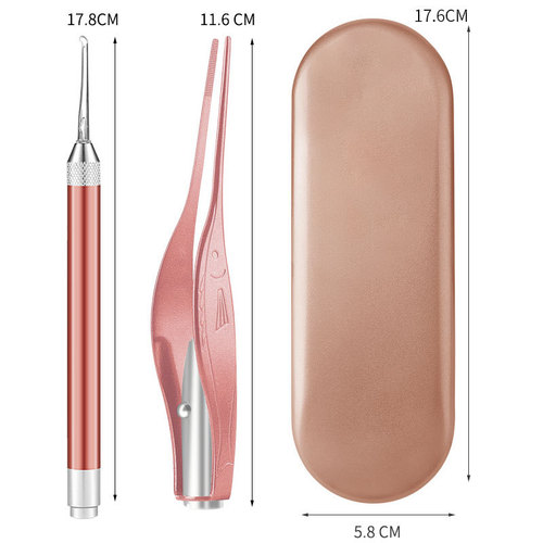 Luminous ear scoop manufacturer, stainless steel ear scoop, earwax tweezers set, visual ear scoop tool