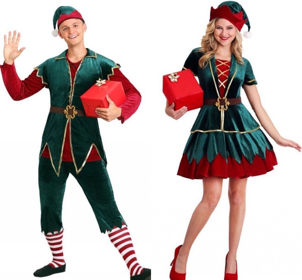 European and American code separated Christmas Clown Costume christmas green men and women’s clothing Christmas clothing