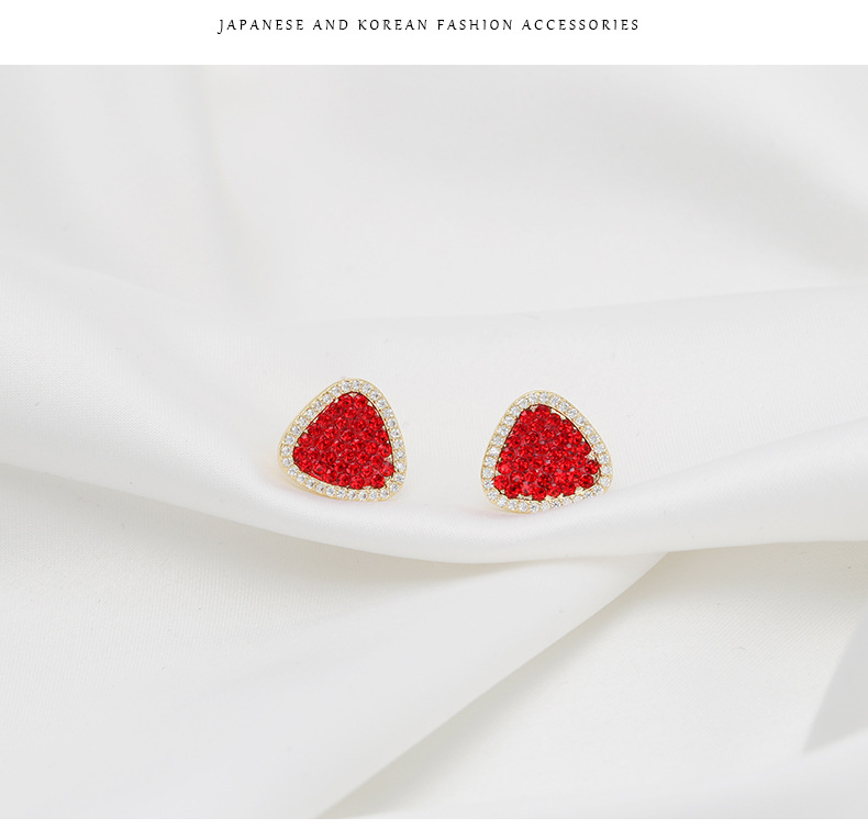 925 Tremella Needle Fashion Red Love Earrings Women display picture 2