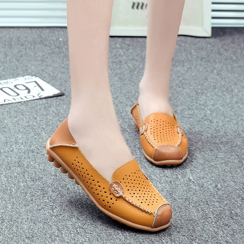 Breathable leather shoes for leisure for mother for pregnant, genuine leather