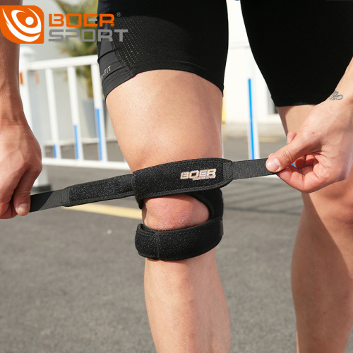 Sports pressurized patella belt, mountaineering, running, basketball, breathable silicone shock-absorbing fitness two-way adjustable sports knee pads