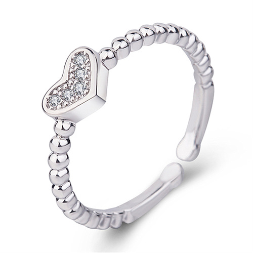 Japanese and Korean sweet diamond love ring female open girl forest style ins index finger ring internet celebrity trendy personality student