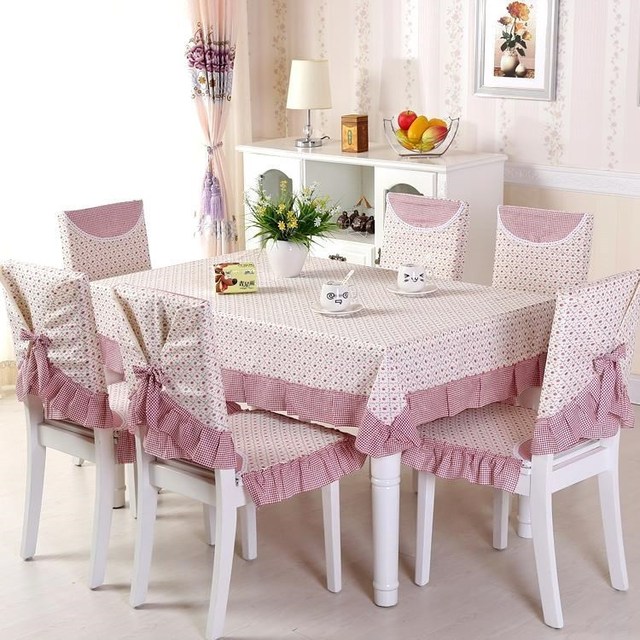 Table and chair combination round modern simple tablecloth chair cover small fresh all inclusive household Chinese chair