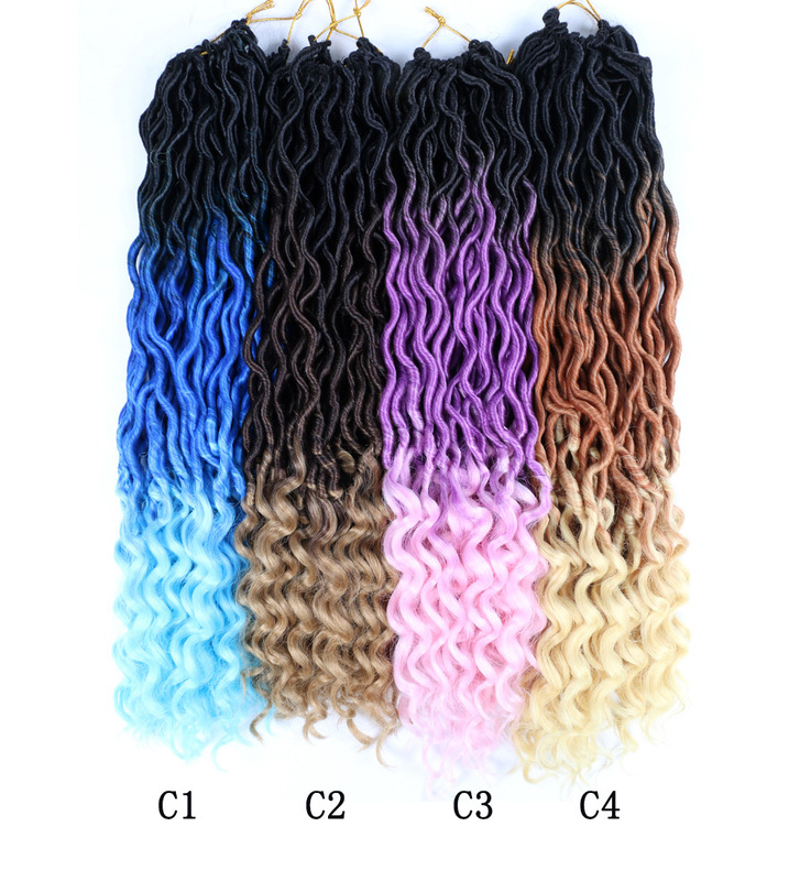 New dirty braid curly Goddess locs curved and curved chemical fiber wig faux locs factory direct supply