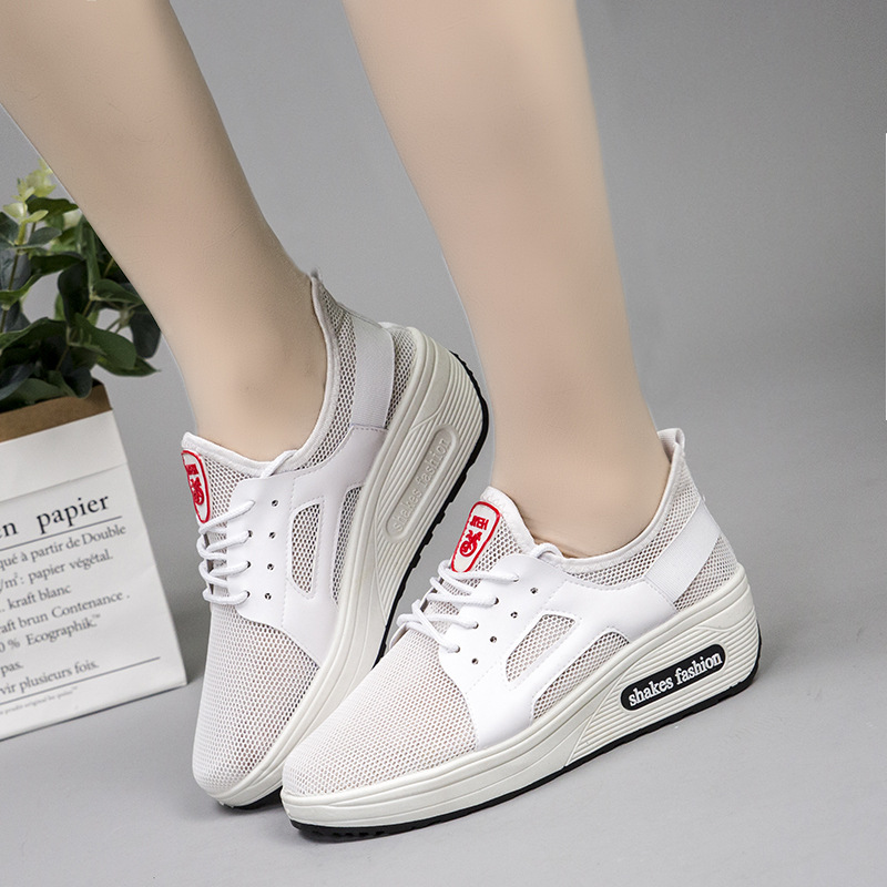 夏季新款网面透气时尚运动风单鞋女鞋 百搭厚底休闲鞋跑步鞋批发|ru