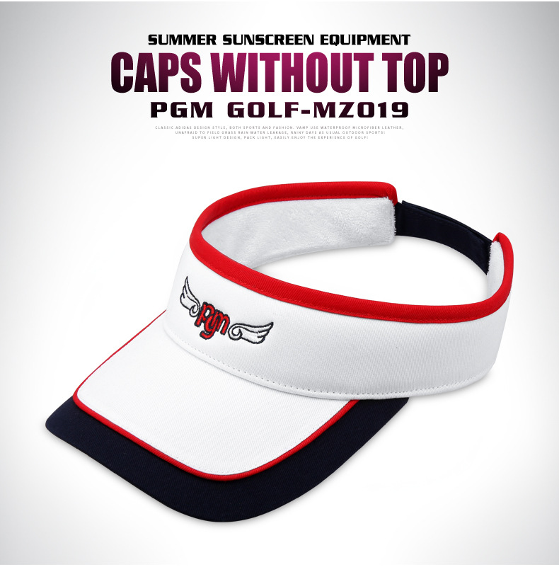 Mũ golf nữ không vành thoáng khí chống nắng mùa hè — MZ019PGM mũ không đỉnh Trắng Đỏ Xanh Navy, MZ019PGM không mũ trắng Bột chi tiết 15