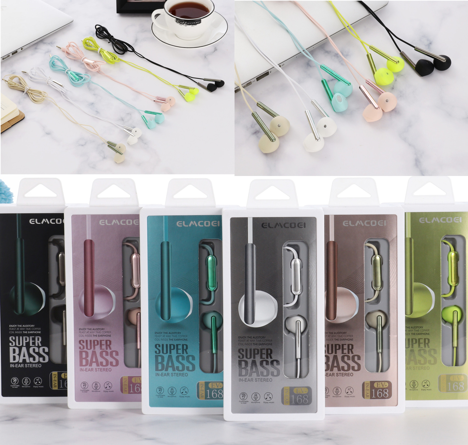 手機耳機批發EV167彩色耳機半入耳重低音音樂耳機通用EV168外貿