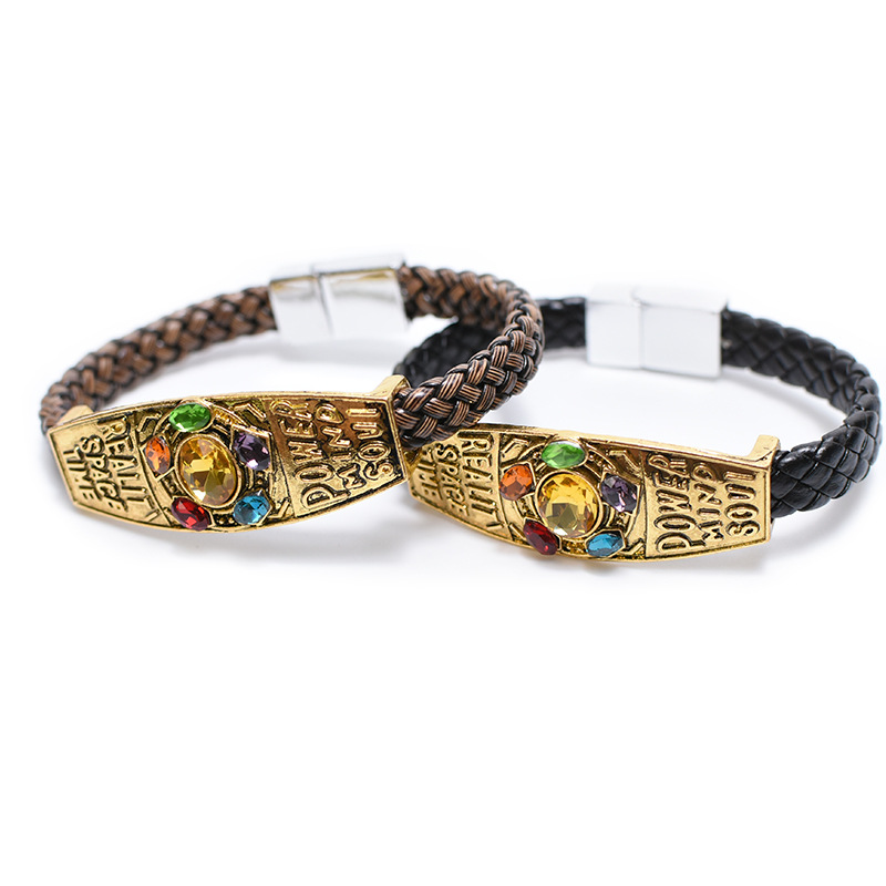 219 Avengers 3 Destroy the bracelet Off Pa BOSS Leather cord bracelets Man Wai manual weave Bracelet