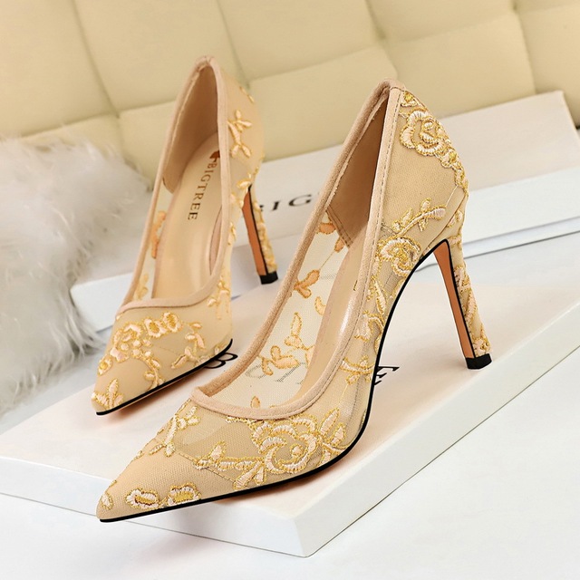 Banquet Wedding Shoes Fine-heeled High-heeled Shallow-mouthed 