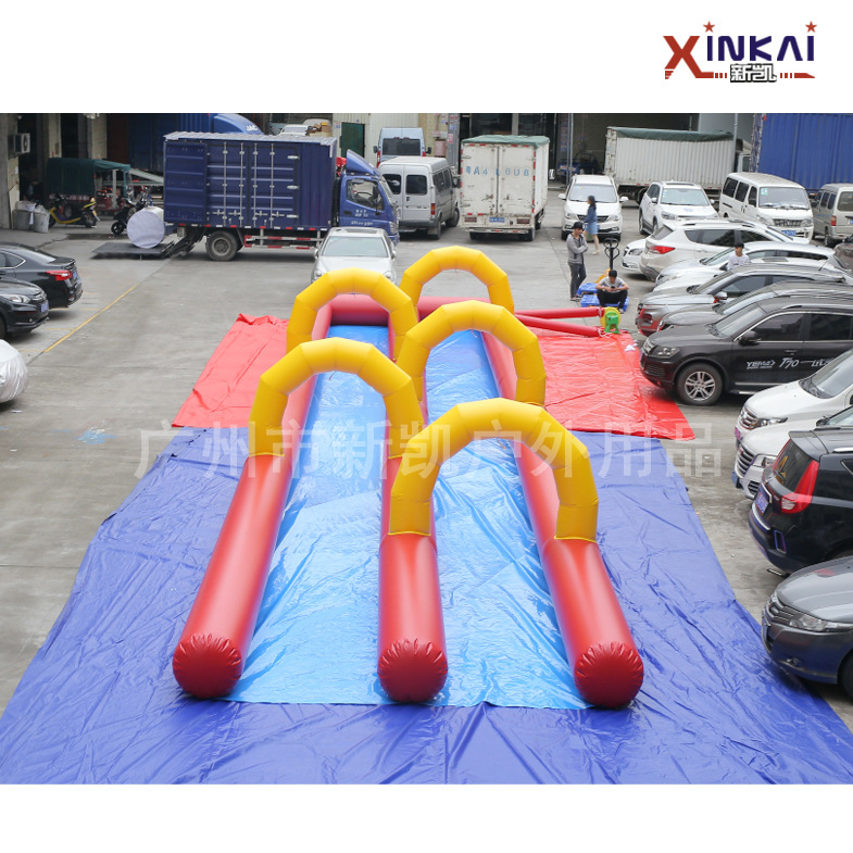 定制水上乐园游乐器材充气滑道 夏季旱地漂流设施充气滑梯