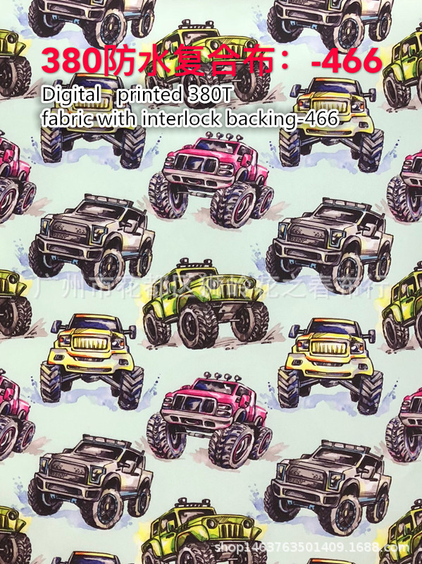 花之春涤纶牛津印花布普通环保380T防水复合布妈咪包布料厂家直销