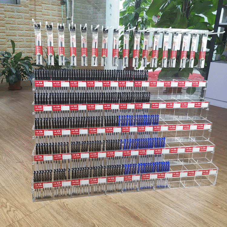 文具店專用超市筆架亞克力帶筆芯挂鈎多功能桌面展示中性筆筆架