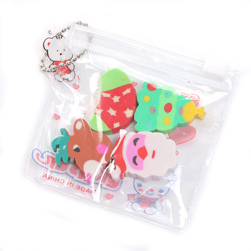 Zipper bag creative eraser fruit vegetable cake Ultraman eraser Christmas eraser stationery wholesale