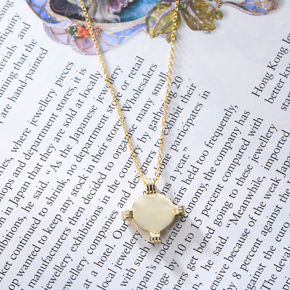 S925 plata de ley retro chapado en oro collar de monedas de marca redonda Europa y América moneda ins cadena de clavícula collar de moneda de oro