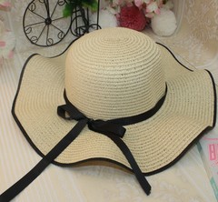 Korean Style Hat Girl Summer Large Brim Hat Fashion Cute Beach Sand Hat Foldable Outdoor Sunshade Sun Protection Straw Hat