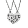 European and American explosion good friends Best Friends Love stitching necklace girlfriends heart -shaped carved fashion pendant girl