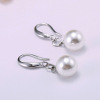 Silver needle, short hypoallergenic earrings from pearl, silver 925 sample, simple and elegant design, internet celebrity