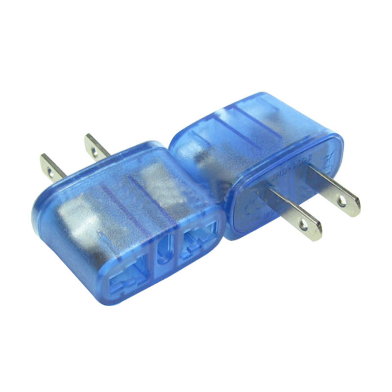 美式两平行扁插脚 国标两扁蓝色转换插头，英规美规 澳规欧规德标