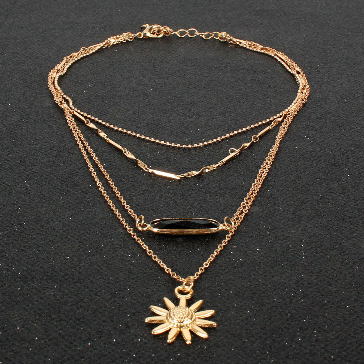 Personalized Accessories, Sun Flower Pendant, Multi-layer Necklace Female display picture 2