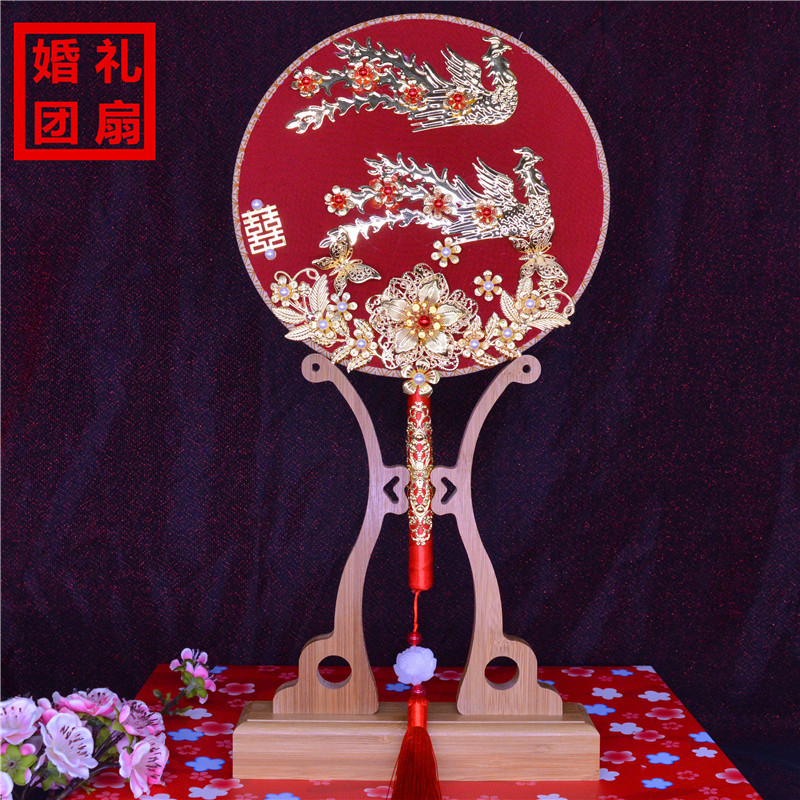 厂家批发定制新娘团扇喜扇婚扇中式手捧花扇子diy材料包一件代发|ru
