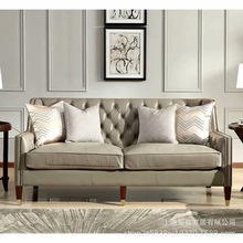 地中海田园双人三人位沙发组合欧式复古美式乡村布艺沙发拉扣沙发