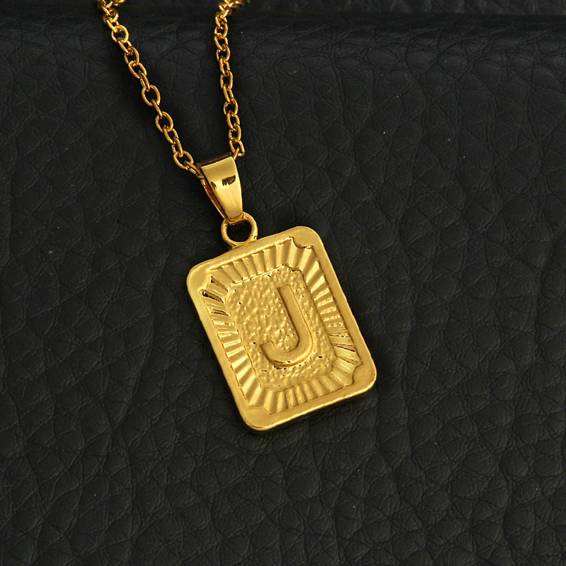 fashion gold medal square letter necklace wholesalepicture4