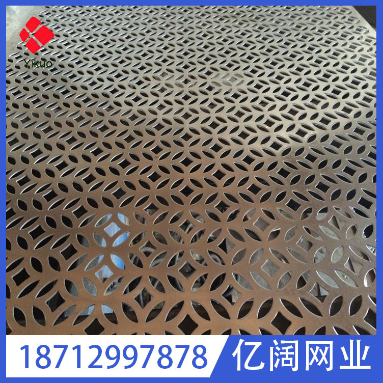 铜钱形状孔形外墙装饰冲孔铝板网氟碳漆复古门头扣板穿孔板幕墙厂