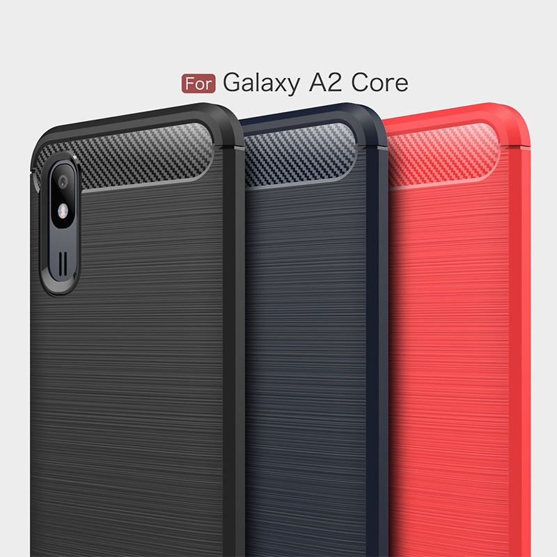 Carbon Fiber Brushed Phone Case for Samsung S10 Plus A20 A50 Simple Business Drop-resistant Soft Protective Case
