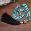 Ethnic turquoise necklace handmade with tassels, pendant, jewelry, accessory, ebay, European style, ethnic style