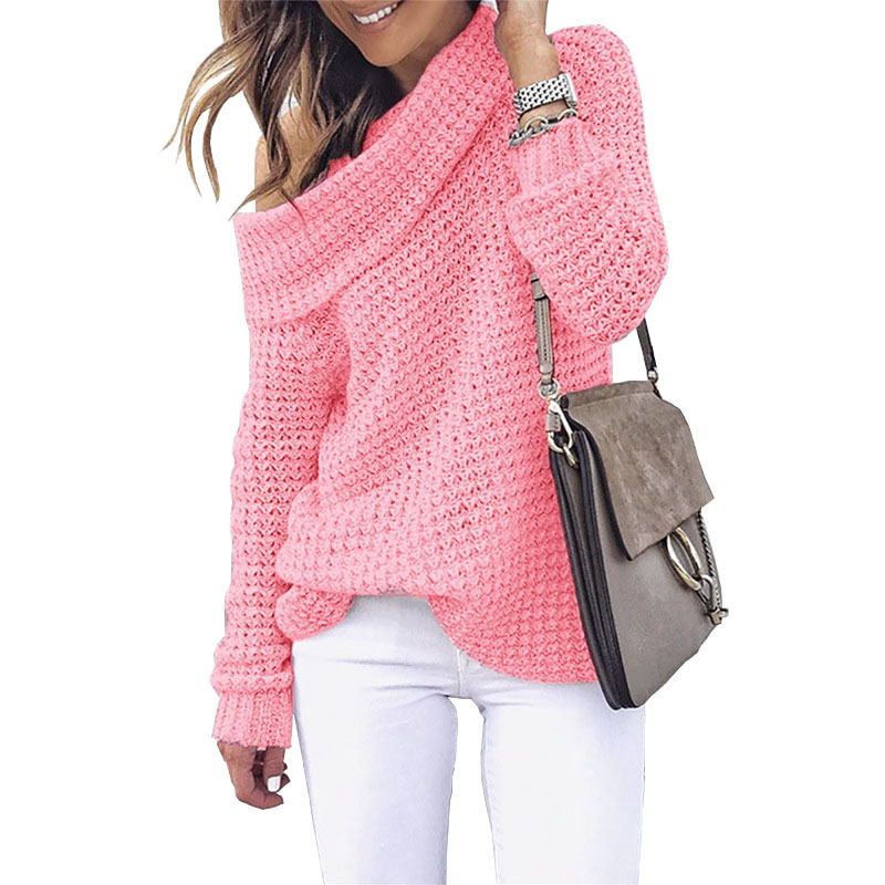 eaby AliExpress Otoño 2025 Ropa Nueva para Mujer Suéter de Punto con Hombros Descubiertos Estilo Europeo y Americano Suéter Irregular para Mujer