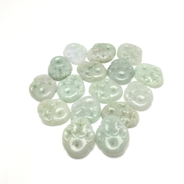 缅甸翡翠a货双麒麟平安扣玉石吊坠挂件玉器工艺品厂家批发