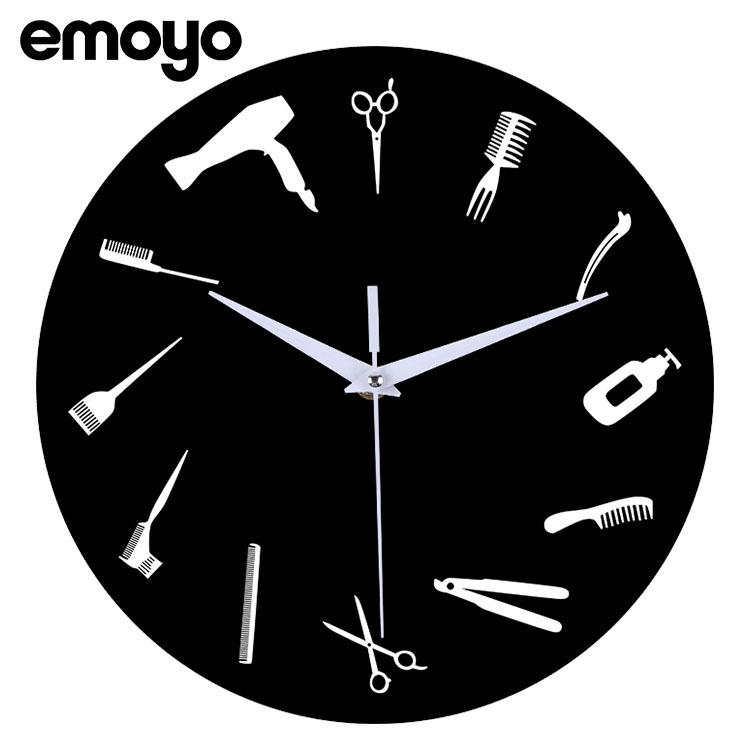 Acrílico mudo reloj decorativo dormitorio sala de estar herramientas de corte de pelo 12 pulgadas creativo personalidad simple reloj de pared