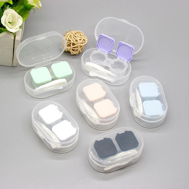 Hyun Fu PP material contact lens box Oval beauty pupil box partner care box flip Press double box Hyun Fu PP material contact lens box Oval beauty pupil box partner care box flip Press double box