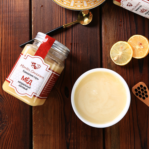 Russian imported linden honey crystallized snow honey bottle 500g breakfast honey wholesale