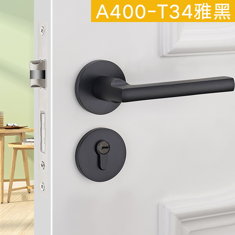 Ingeniería cerradura de la puerta interior dormitorio americano negro baño de madera maciza manija de la puerta del hogar mudo cerradura de la puerta