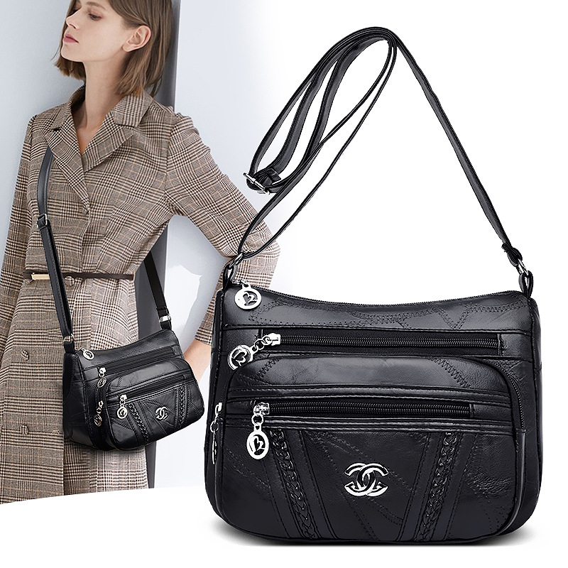 跨境批发pu皮单肩包2019冬季新款时尚百搭中年妈妈包简约斜挎背包