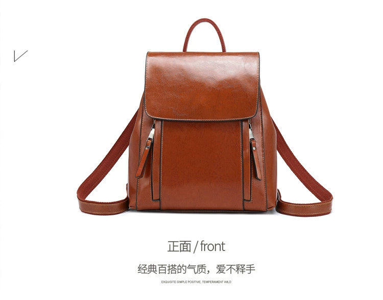 trendy sling bags Backpack women's 2022 new leather women's bag fashion oil wax cowhide backpack women's schoolbag stylish eco friendly backpacks