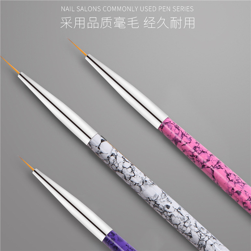 Cruz-frontera especial mármol caliente dibujo pluma 3 unids metal Barra de pintura de uñas pluma pintada