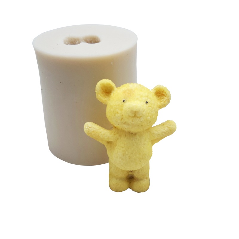 3D tridimensional hielo oso fondant molde pareja oso pastel de silicona molde de arena piel perro saliva cerdo mousse molde de la torta