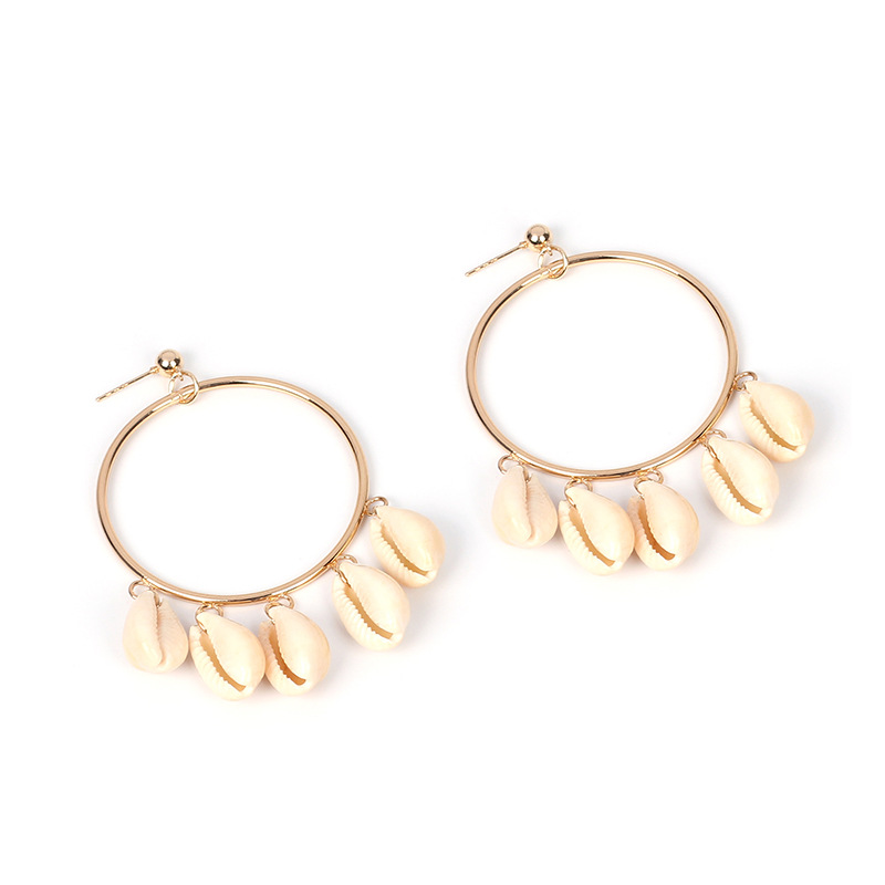 20g Weight Earrings Classification Shell Material Women'S Gender Fashion Style Gold Color Summer New Natural Shell Exaggerated Geometric Big Circle Earrings 9