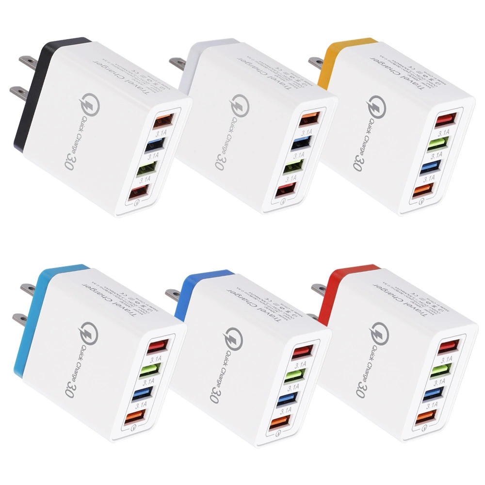 4USB Color 3A Mobile Tablet Charging Head European Standard Travel Charger Goods_voghion.com