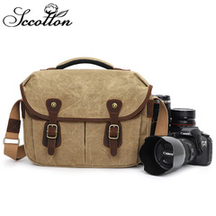 Cross-border waterproof canvas bag retro SLR camera bag shoulder crossbody photography digital camera bag lens storage bag